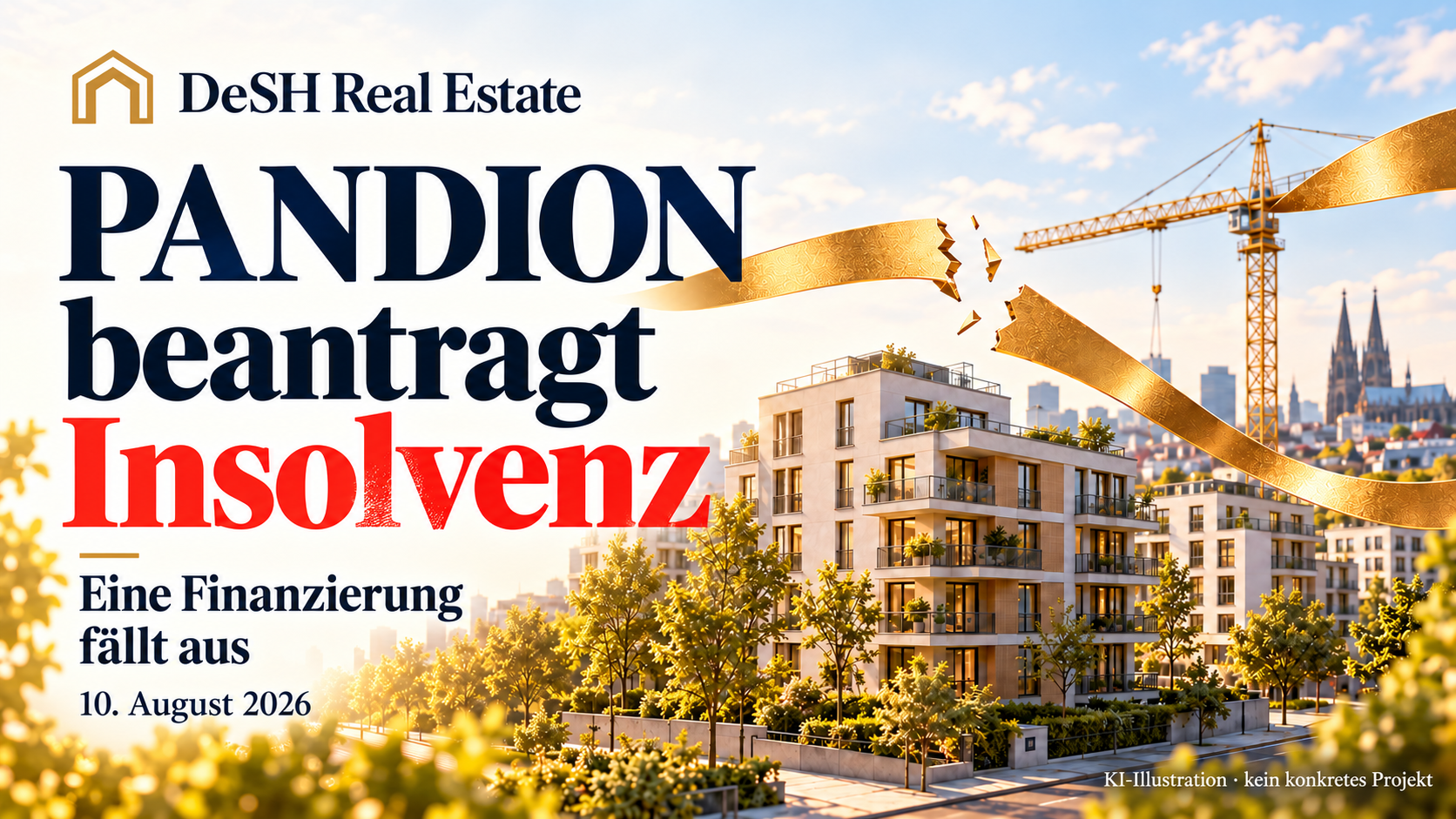 KI-Illustration eines Finanzierungsengpasses zum PANDION-Insolvenzantrag vom 10. August 2026; kein konkretes Projekt.